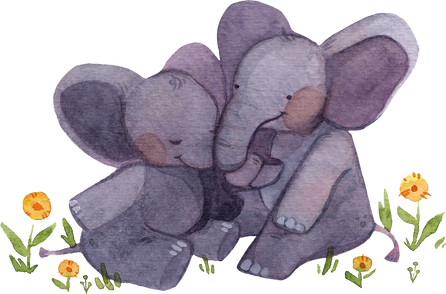 Watercolor Baby & Parent Animals Elephants
